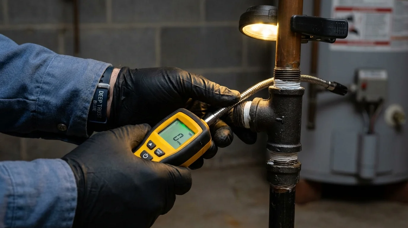 Gas leak detection with electronic sniffer by Johns Plumbing LLC in Wampsville