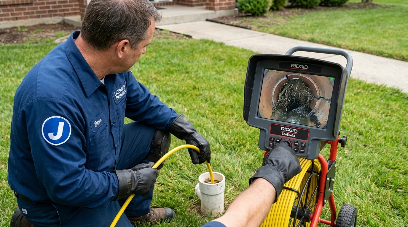 Sewer camera inspection being performed by Johns Plumbing LLC in Wampsville